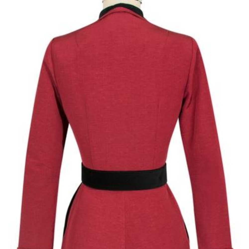 FONTAINE COAT DRESS - RED RIBBED RAYON Trashy Diva - Picture 3 of 16